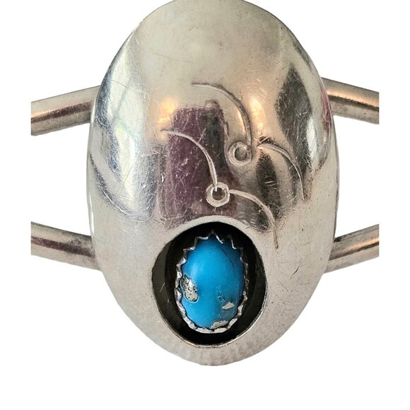 Sterling Silver Turquoise Color Stone Shadow Box Cuff Bracelet L148 - Picture 3 of 13